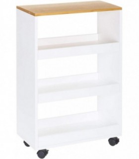 Carro verdulero Blanco de Madera para Cocina 48 x 24 x 7720 cm