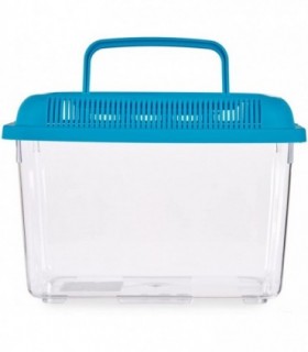 Pecera de Plastico Resistente con Asas y Tapa Desmontable (24 x 17 cm, Azul)