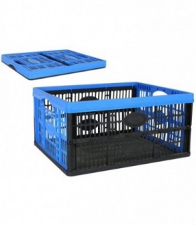Cajas de Almacenaje de Plastico con Asas Plegable 47,5x35x23,6cm (32 Litros, Azul)