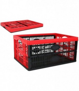 Cajas de Almacenaje de Plastico con Asas Plegable 47,5x35x23,6cm (32 Litros, Rojo)