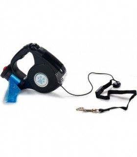 Correa de Perro Extensible 3 en 1 5M Linterna Led y Dispensador Bolsas