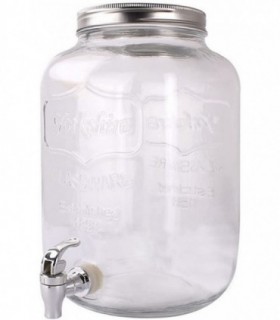 Tarro Dispensador de Bebidas de Vidrio con Tapa de Rosca y Dosificador de Grifo (4 litros)