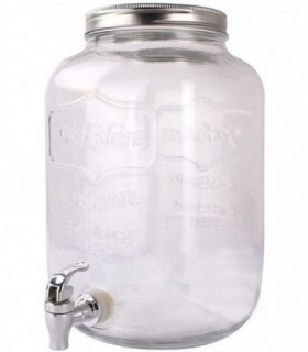 Tarro Dispensador de Bebidas de Vidrio con Tapa de Rosca y Dosificador de Grifo (8 litros)