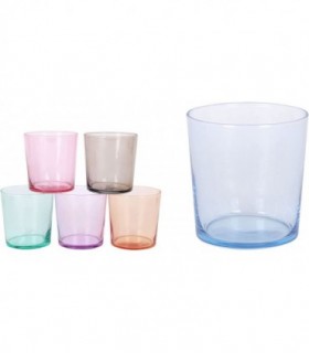 Pack 6 Vasos de Cristal de Colores 345 cc Resistente (Medium, Liso Color)