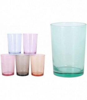 Pack 6 Vasos de Cristal de Colores 520 cc Resistente (Largue, Liso Color)