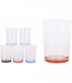 Pack 6 Vasos de Cristal de Colores 520 cc Resistente (Largue, Liso Transparente)