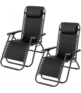 Pack 2 Tumbonas Plegable (Negro)