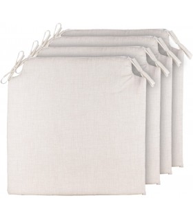 Pack 4 Cojines para Sillas para Interiores y Exteriores - 40 x 40 x 3 cm (Crudo)