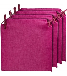 Pack 4 Cojines para Sillas - Estampados Lisos con 2 Cintas de Sujeción - Ideal para Interiores y Exteriores - 40