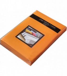 Juego 3 Sábanas de Cama 135 cm Microfibra Transpirable (Cama 135-135x190/200 cm, Naranja)