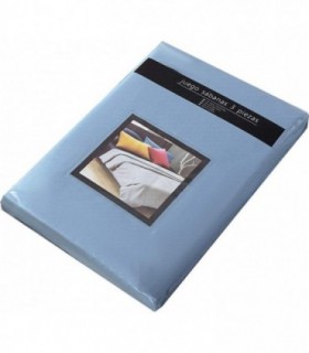 Juego 3 Sábanas de Cama 150cm Microfibra Transpirable (CAMA150-150X190/200 cm, Azul)