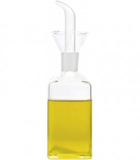 Aceitera Antigoteo de Cristal, Transparente, Diseño Ergonomico Cuadrado, Capacidad (250ml)