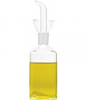 Aceitera Antigoteo de Cristal, Transparente, Diseño Ergonomico Cuadrado, Capacidad (500ml)