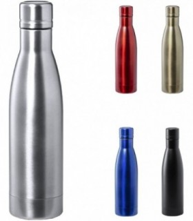 Botella Termica de Acero Inox de 500 ml, con Doble Aislamiento, 12h caliente, 48h fria, Plata