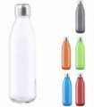 Botella Transparente, 650 ml, de Cristal y Tapon a Rosca de Acero Inox, Transparente, Resistente, Transparente