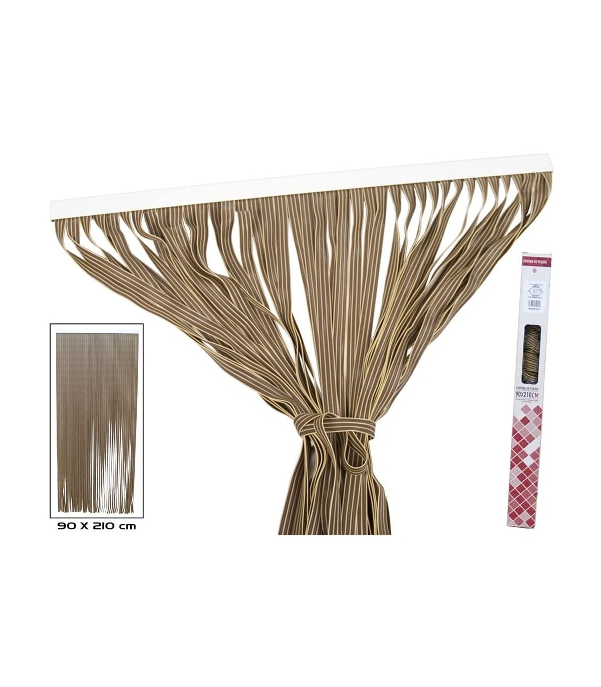 Cortina Mosquitera Puerta Exterior de Tiras de Plastico para Exterior 90x210cm (N9 Marron)