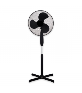 Ventilador de Pie Metálico 45W 3 Velocidades Oscilante 90º Silencioso (Negro)