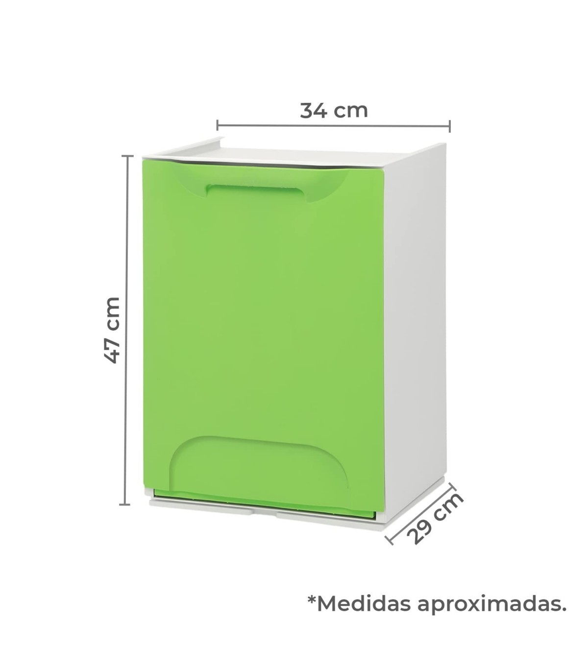 Cubos de Basura Reciclaje Apilables. 20L, 34x29x47cm (Verde)