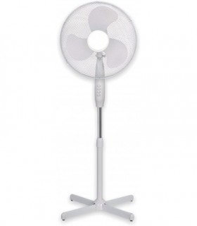 Ventilador de Pie Metálico 45W 3 Velocidades Oscilante 90º Silencioso (Blanco)