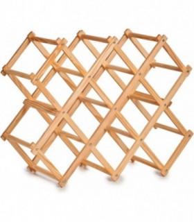 Botellero Plegable de Madera Natural, 10 Botellas, 17x40x50cm