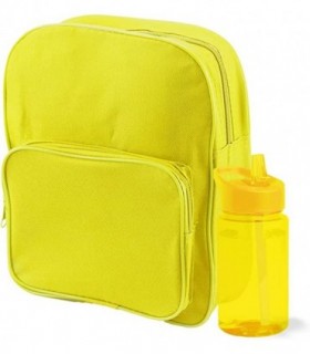 Pack de Mochila y Botella a Juego, Mochila 22x26,5x8cm, Botella 440 ml (Amarillo)