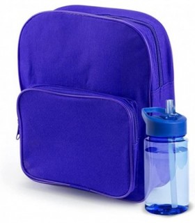 Pack de Mochila y Botella a Juego, Mochila 22x26,5x8cm, Botella 440 ml (Azul)