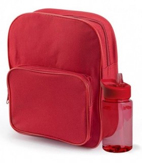 Pack de Mochila y Botella a Juego, Mochila 22x26,5x8cm, Botella 440 ml (Rojo)