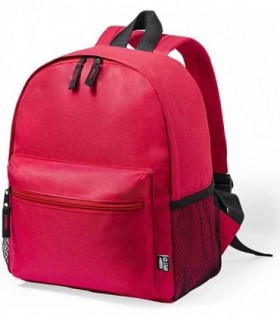 Mochila Infantil, 25x30x12cm, Cierre Cremallera Doble, Bolsillo Frontal, RPET (Rojo)