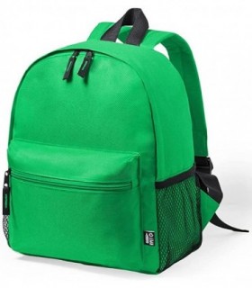 Mochila Infantil, 25x30x12cm, Cierre Cremallera Doble, Bolsillo Frontal, RPET (Verde)