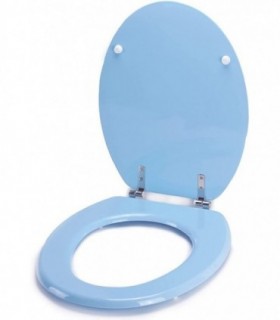 Tapa WC Universal Semidura, Bisagras de Acero, 43,5x37,5cm, Madera (Azul  Claro)