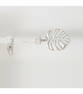 Barra Cortinas Extensible de Metal con 2 Terminales, Soportes y Tornillos (Blanco-Oro, 120-210cm)