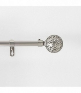 Barra Cortinas Extensible de Metal con 2 Terminales, Soportes y Tornillos (Cromo)