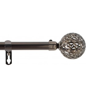 Barra Cortinas Extensible de Metal con 2 Terminales, Soportes y Tornillos, ø19mm 120-210 cm (Niquel)
