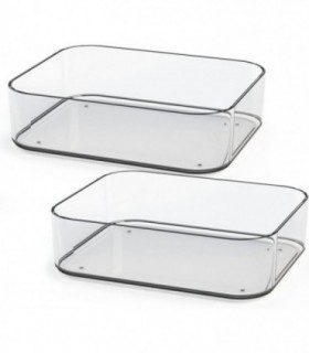 Pack 2 Bandejas Organizadoras, Apilables, Plastico Transparente (18x14x5 cm)