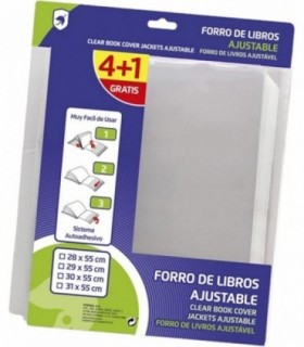 Pack 5 Forro Libros Autoadhesivo Facil de Usar, Transparente (28 x 55)
