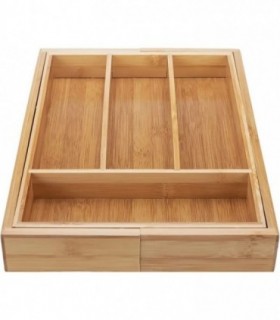 Cubertero Extensible de Madera, 25-39x34x5cm, 4/6 Departamentos