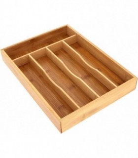 Bandeja de Cuberteria de Madera con cinco Departamentos, 25x34x5cm