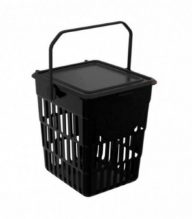 Cubo Aireado con Tapa Abatible, 10 L, 23x25x29cm (Negro)