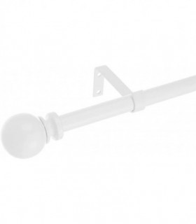 Barra Cortinas Extensible de Acero, Terminales en ABS 122-211cm (Blanco)