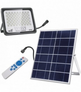 Foco Led de Exterior con Panel Solar y Mando Control, 10-20W, 6500K, IP66, Ángulo de Iluminación 120º (20W  1100Lm)