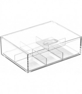 Cajonera Plástico Transparente Modular (1 cajón, 6 divisiones, 17x13x6 cm)