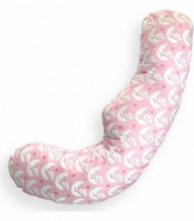 Almohada para Embarazada, Forma de J, Funda 100% Algodón, Lavable, 110x60 cm (Rosa)