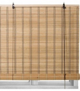 Estores Enrollables de Bambú, Diseño Nórdico, para Puertas y Ventanas (90x180 cm, Natural)