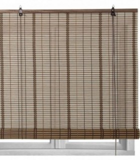 Estores Enrollables de Bambú, Diseño Nórdico, para Puertas y Ventanas (90x180 cm, Marron)