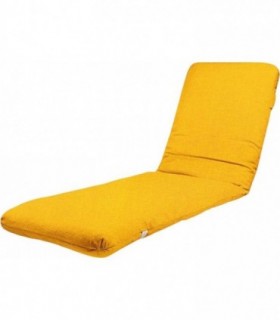 Cojín Tumbona de Jardín, Relleno de Fibra, Funda Lavable (120 x 50 x 6 cm, Amarillo)