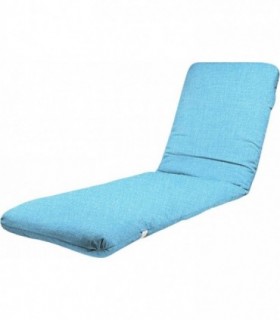 Cojín Tumbona de Jardín, Relleno de Fibra, Funda Lavable (120 x 50 x 6 cm, Azul Claro)