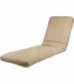 Cojín Tumbona de Jardín, Relleno de Fibra, Funda Lavable (120 x 50 x 6 cm, Beige)