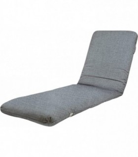 Cojín Tumbona de Jardín, Relleno de Fibra, Funda Lavable (120 x 50 x 6 cm, Gris)