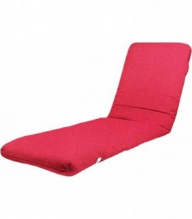 Cojín Tumbona de Jardín, Relleno de Fibra, Funda Lavable (120 x 50 x 6 cm, Rojo)
