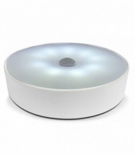 Luz LED Redonda con Sensor de Movimiento, USB, Blanco, Ø8,5 x 2,5 cm, Recargable